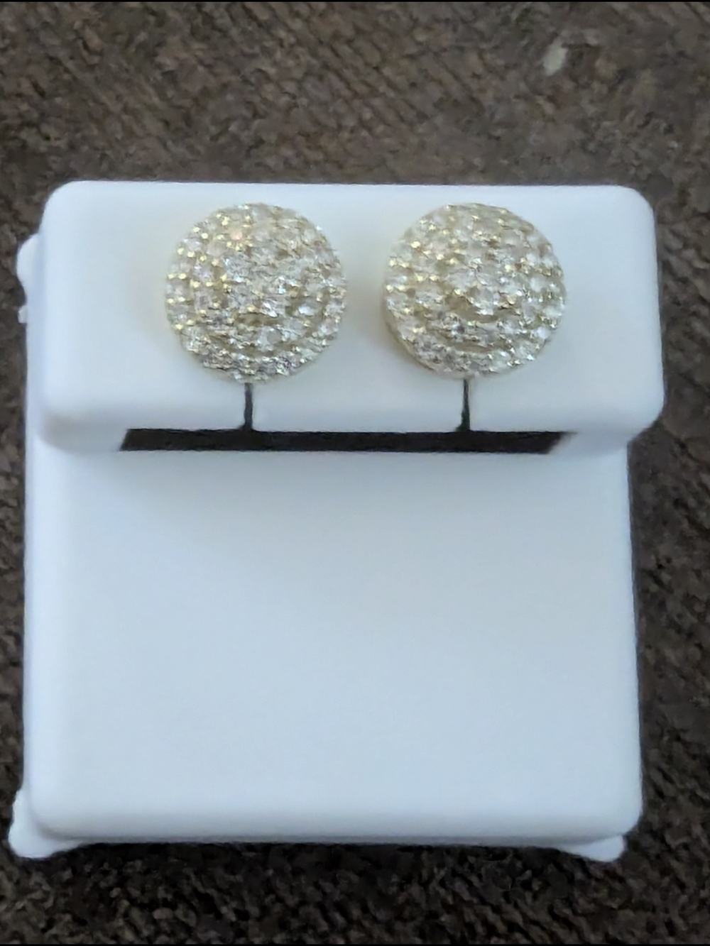 925 Moissante Gold-Tone Pave Disc Stud Earrings